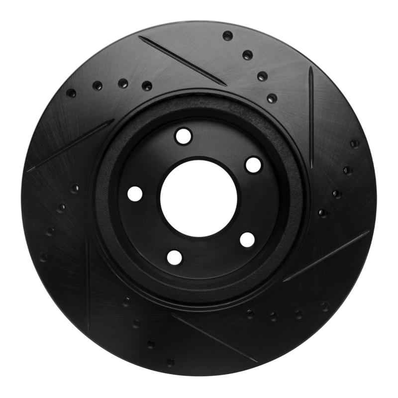 Nissan Altima Brake Rotor (1) - Front Left - R1 Concepts - Drilled & Slotted - Black - `13-`25
